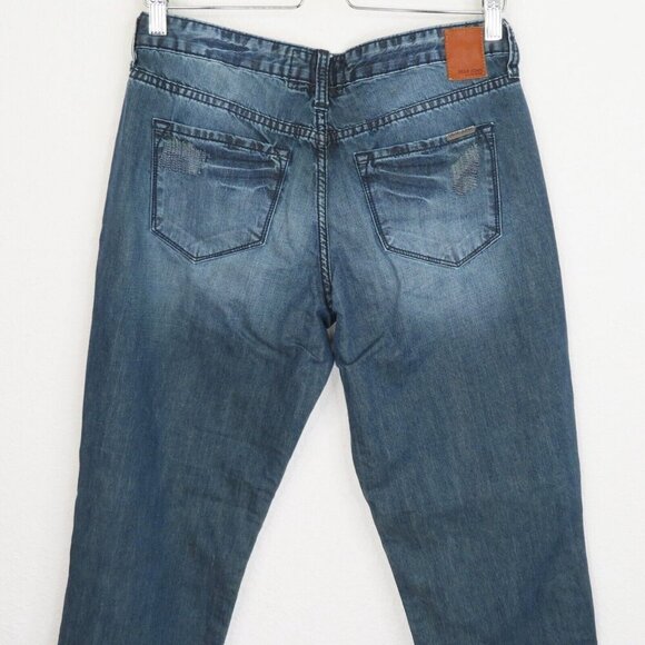 Dear John Womens 27 Jesse Boyfriend Distressed Roll Cuff Hem Denim Blue Jeans - Picture 6 of 12